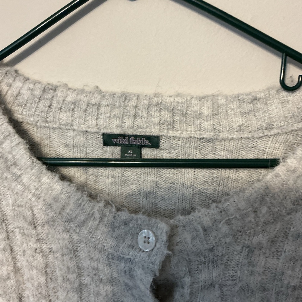 Wild Fable Light Gray Ribbed Cardigan - Picture 3 of 8